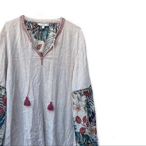 Jonny Was Workshop Sz L floral oversized tunic top